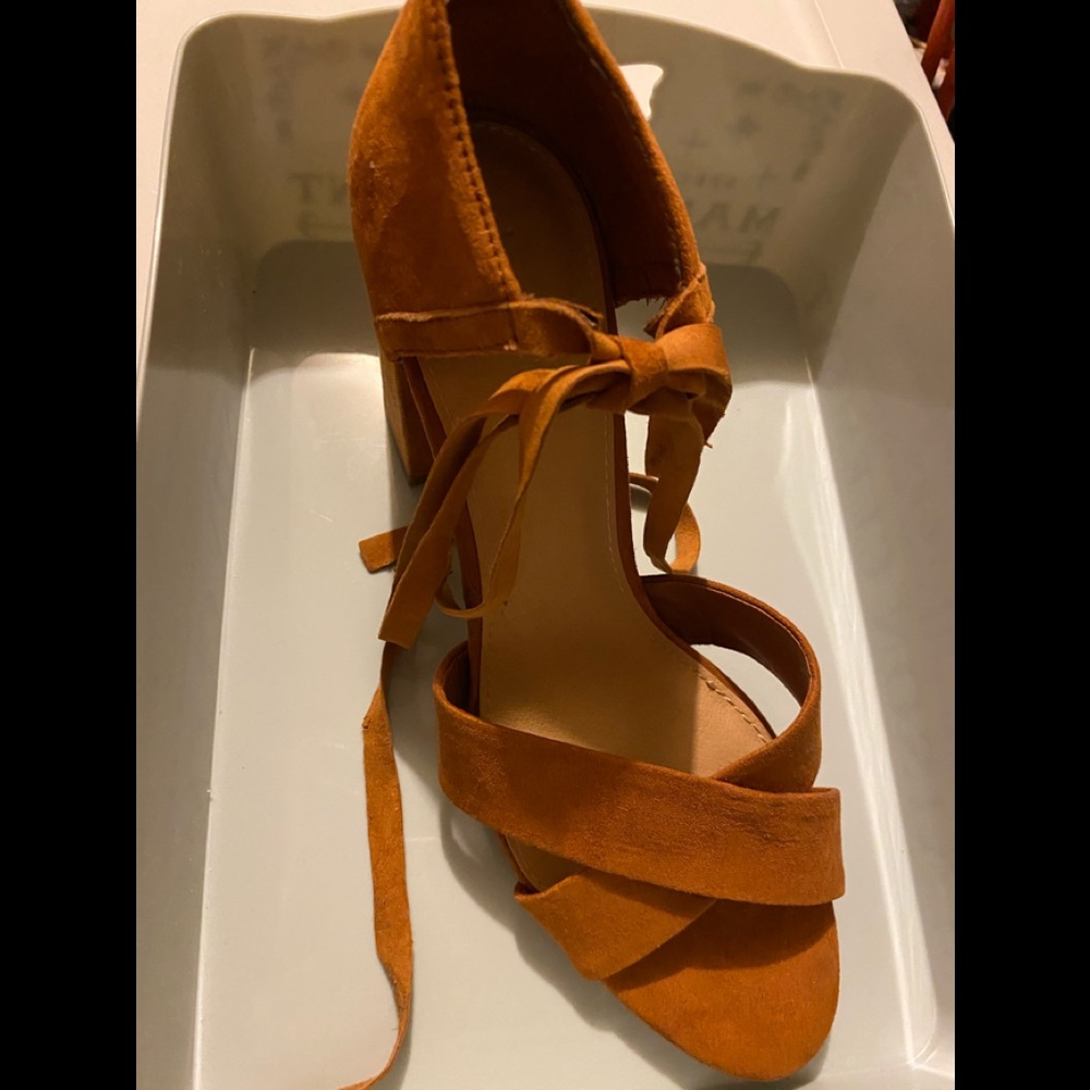 Loft lace up block heels